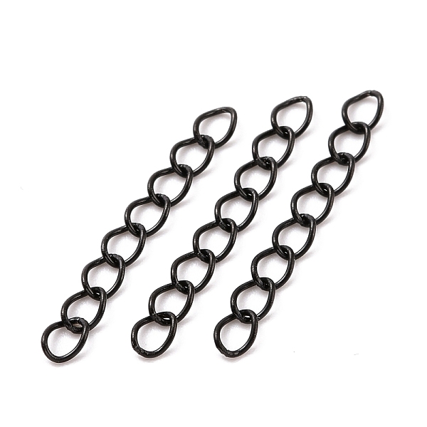 

PandaHall Ion Plating(IP) 304 Stainless Steel Curb Chains Extender, Electrophoresis Black, 25mm, Link: 4x3x0.5mm 304 Stainless Steel