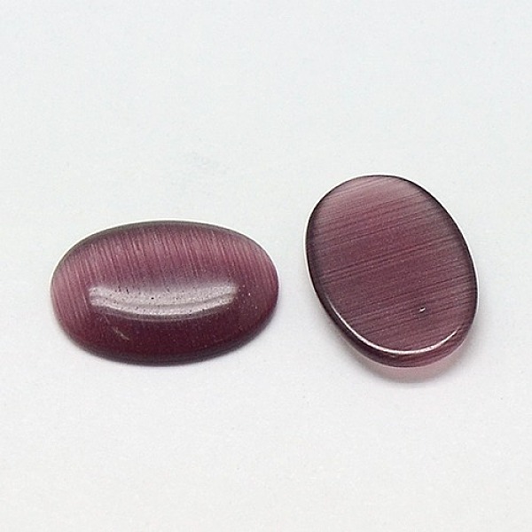 

PandaHall Cat Eye Cabochons, Oval, Purple, 14x10x2.5mm Glass Oval Purple