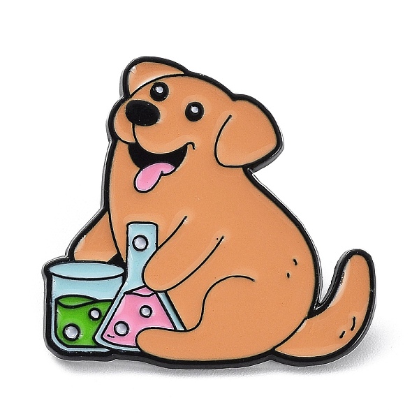 

PandaHall Lovely Animal Chemist Enamel Pins, Black Alloy Brooch for Backpack Clothes, Dog, 28x30x1mm Alloy+Enamel Dog