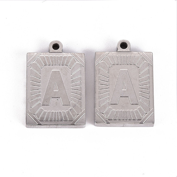 

PandaHall 304 Stainless Steel Pendants, Laser Cut, Rectangle with Letter A, Stainless Steel Color, 23.5x15.5x3mm, Hole: 1.6mm 304 Stainless...