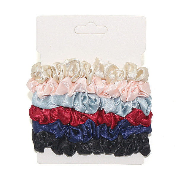 Cloth Elastic Hair Accessories, for Girls or Women, Scrunchie/Scrunchy Hair Ties, Mixed Color, 120mm, 6pcs/set