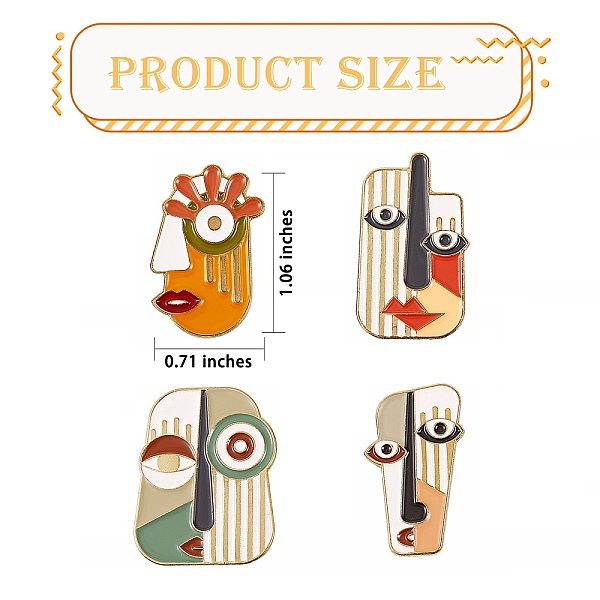 

PandaHall 4Pcs 4 Style Abstract Face Alloy Enamel Brooch, Enamel Pin for Backpack Clothing, Mixed Color, 27~29.5x15.5~22x9.5~10mm, 1pc/style..., Multicolor