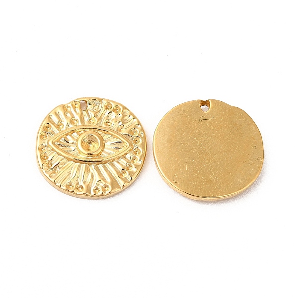 

PandaHall Ion Plating(IP) 304 Stainless Steel Pendant Rhinestone Settings, Flat Round with Eye, Real 18K Gold Plated, Fit for 1.8mm...