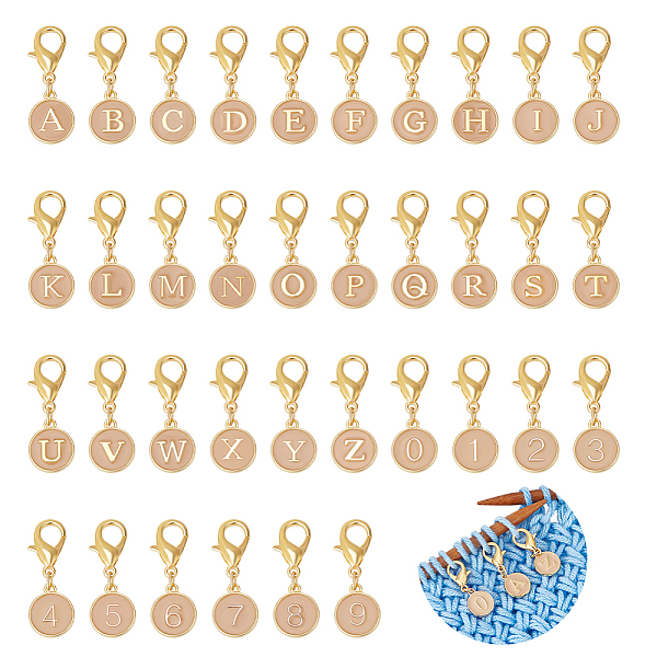 

PandaHall 36Pcs 36 Style Alloy Enamel Pendant Stitch Markers, Crochet Lobster Claw Clasp Charms, Golden, 3.2cm, 1pc/style Alloy+Enamel Flat..., Brown