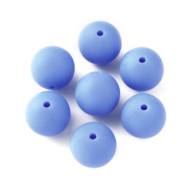 

PandaHall Food Grade Eco-Friendly Silicone Beads, Baby Chew Teething, Round, Cornflower Blue, 15mm, Hole: 2mm Silicone Round