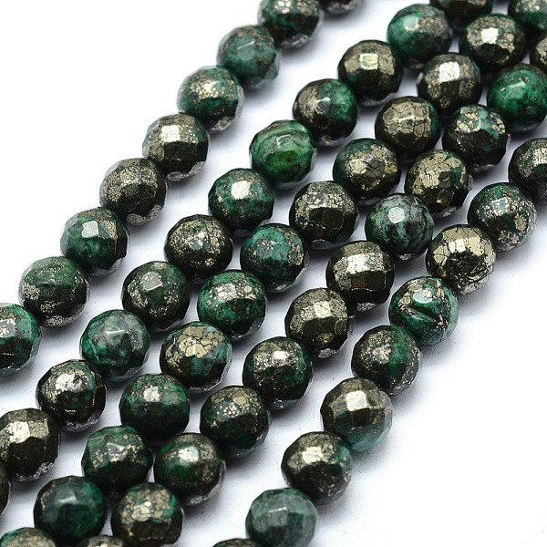 Dyed Natural Pyrite Beads Strands