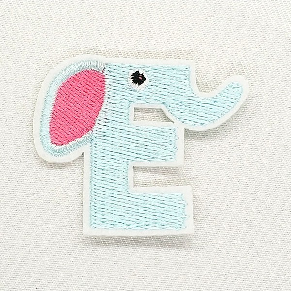

PandaHall Computerized Embroidery Cloth Iron on/Sew on Patches, Costume Accessories, Appliques, Letter, Pale Turquoise, Letter.E, 42x50mm..., Cyan