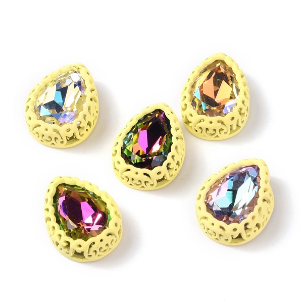 

PandaHall Sew on Rhinestone, Glass Rhinestone, with Brass Findings, Garments Accessories, Teardrop, Mixed Color, Yellow, 16x12.5x6.5mm, Hole...