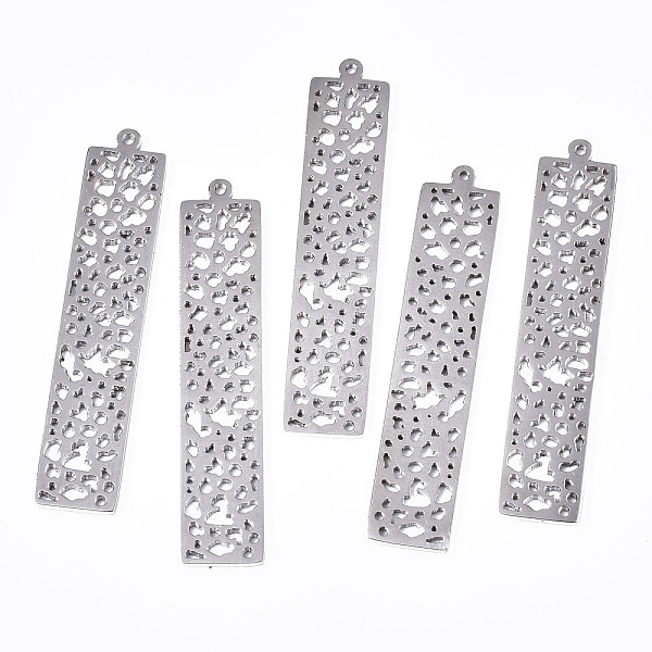 

PandaHall 304 Stainless Steel Pendants, Laser Cut, Rectangle, Stainless Steel Color, 37x7x1mm, Hole: 0.8mm 304 Stainless Steel Rectangle