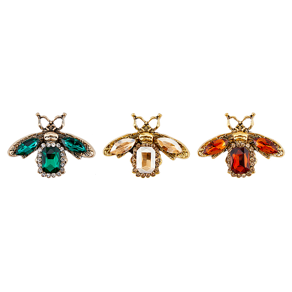 

PandaHall SUPERFINDINGS 3Pcs 3 Colors Rhinestone Bee Brooch Pin, Antique Golden Alloy Animal Badge for Backpack Clothes, Mixed Color..., Multicolor