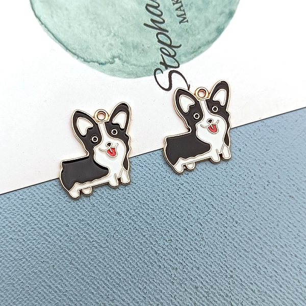 

PandaHall Alloy Enamel Puppy Pendants, Cute Dog Charms, Black, 22x23mm Alloy+Enamel Dog Black