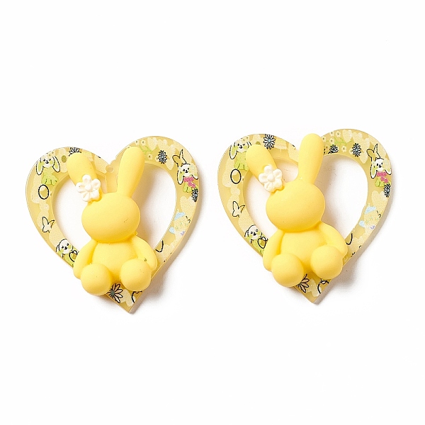

PandaHall Printed Opaque Acrylic Pendants, with Resin Cabochons, Heart with Rabbit, Yellow, 37.5x37.5x9mm, Hole: 1.5mm Acrylic Heart Yellow