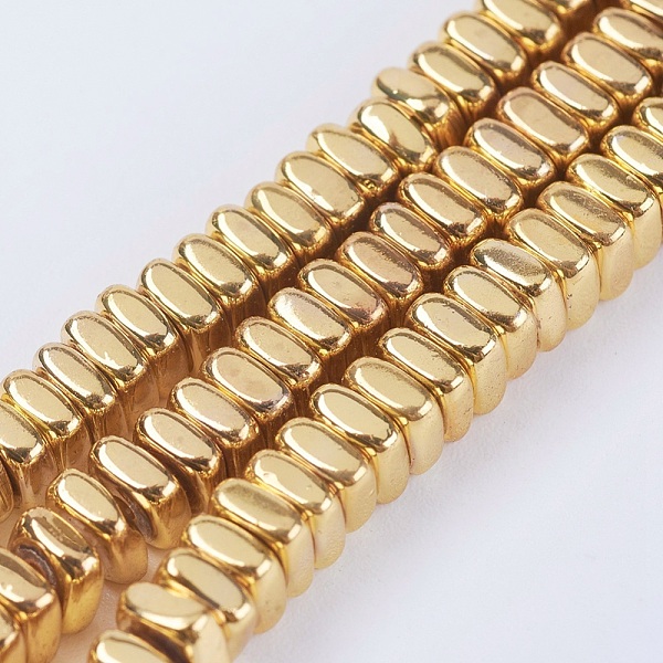 

PandaHall Electroplate Non-magnetic Synthetic Hematite Beads Strands, Grade AA, Rectangle, Golden Plated, 4x4x2mm, Hole: 0.5mm, about...