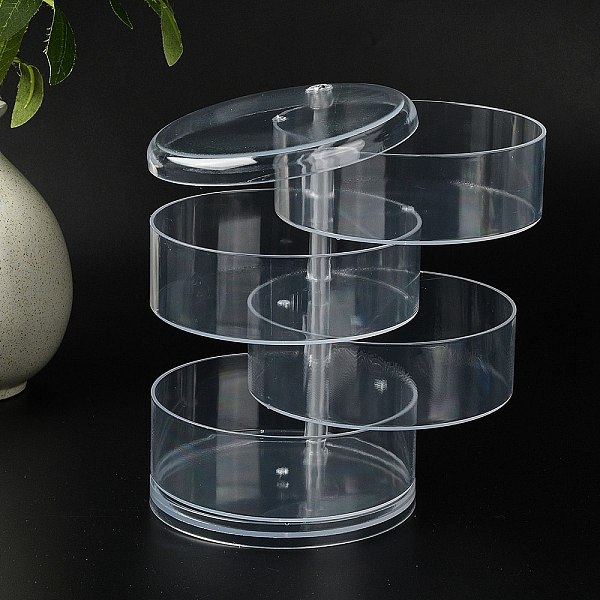 

PandaHall Rotatable 4-Layer Plastic Jewelry Storage Box, for Ring, Earring and Necklace, Column, Clear, 11.5x17.2cm Plastic Column Clear