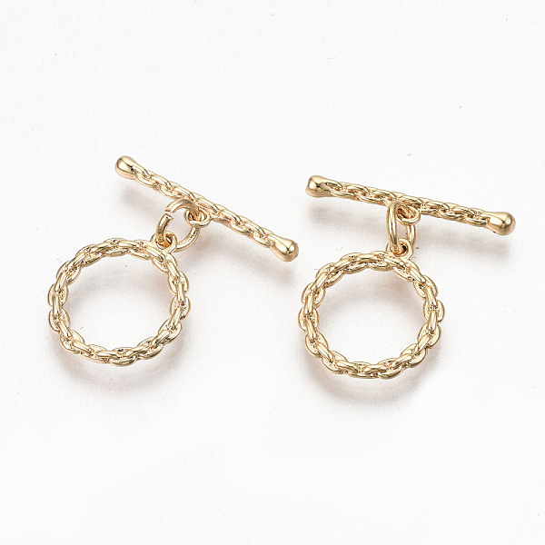 

PandaHall Brass Toggle Clasps, with Jump Rings, Nickel Free, Ring, Real 18K Gold Plated, 22mm, Bar: 4x20x2mm, Hole: 1.2mm, Ring: 15x13.5x2mm...