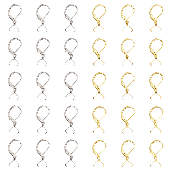 

PandaHall CHGCRAFT 30Pcs 2 Colors 304 Stainless Steel Leverback Earring Findings, with Ice Pick Pinch Bails, Golden & Stainless Steel Color...