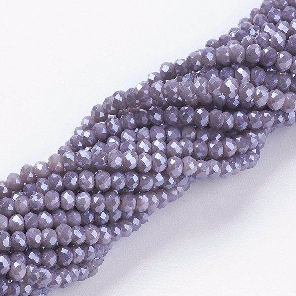 

PandaHall Electroplate Glass Beads Strands, Pearl Luster Plated, Faceted, Rondelle, Purple, 3x2mm, Hole: 0.8~1mm, about 185~190pcs/strand...