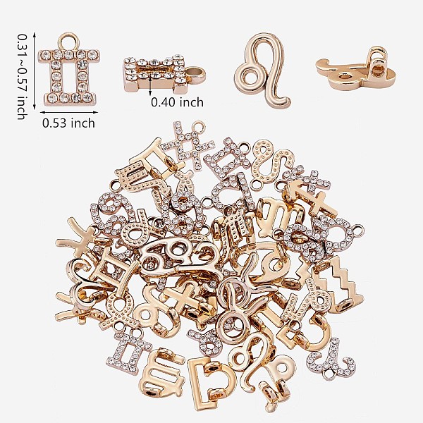 

PandaHall 24Pcs Alloy Pendants, 12 Constellation Charms, Zodiac Sign Charms, for Jewelry Necklace Bracelet Earring Making Crafts, Golden..., Clear