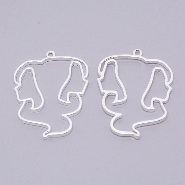 

PandaHall Alloy Open Back Bezel Big Pendants, For DIY UV Resin, Epoxy Resin, Gemini, Silver, 54x38x2mm, Hole: 2.5mm Alloy Constellation