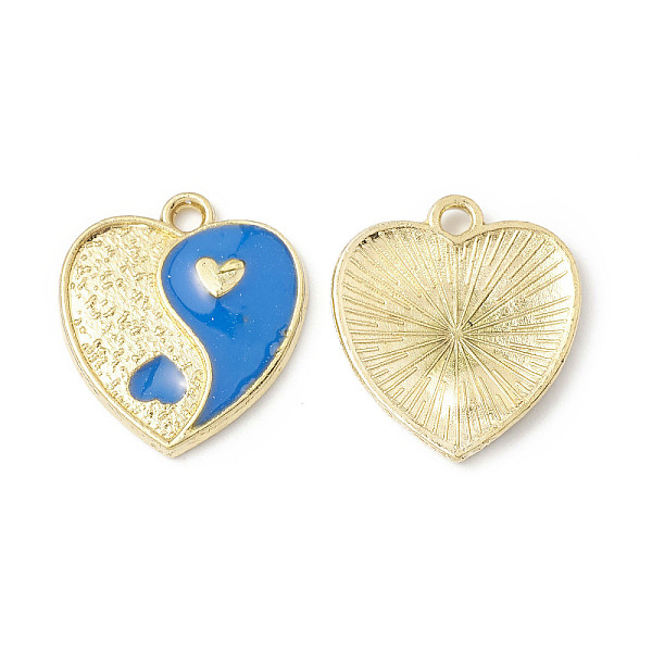 

PandaHall Alloy Enamel Pendants, Heart with Yin Yang Charm, Golden, Dodger Blue, 17x15x1.6mm, Hole: 1.8mm Alloy+Enamel Heart