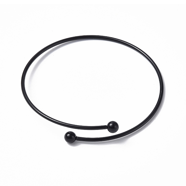 

PandaHall Adjustable 304 Stainless Steel Wire Cuff Bangle Making, with Irremovable Ball, Electrophoresis Black, Inner Diameter: 2-3/4 inch...