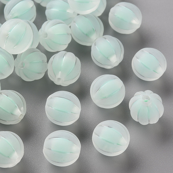 

PandaHall Transparent Acrylic Beads, Frosted, Bead in Bead, Pumpkin, Aquamarine, 11x11.5mm, Hole: 2mm, about 550pcs/500g Acrylic Pumpkin..., Green