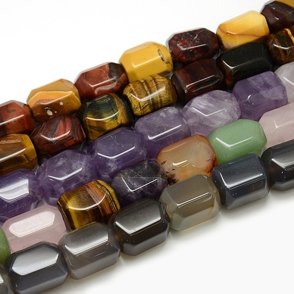 

PandaHall Natural Faceted Gemstone Column Beads Strands, 20~22x15~17x15mm, Hole: 1.8~3mm, about 19pcs/strand, 15.35 inch Mixed Stone Column