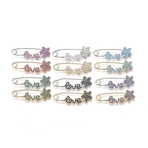 

PandaHall Mixed Color Plated Eco-Friendly Brass Micro Pave Cubic Zirconia Pendants, Long-Lasting Plated, Safety Pins Shape, Mixed Color..., Multicolor