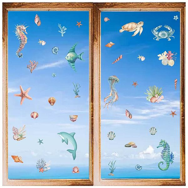 

PandaHall CRASPIRE 8 Styles Ocean Animals Wall Stickers Sea Marine Organism Window Stickers Decals PVC Waterproof Self Adhesive Wall Cling...