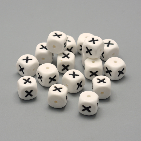 

PandaHall Food Grade Eco-Friendly Silicone Beads, Horizontal Hole, Chewing Beads For Teethers, DIY Nursing Necklaces Making, Letter Style..., White