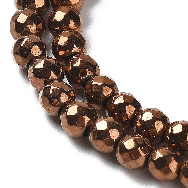 

PandaHall Non-magnetic Synthetic Hematite Beads Strands, Vacuum Plating, Faceted(128 Facets), Round, Red Copper Plated, 4mm Non-magnetic..., Brown