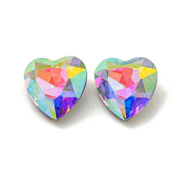

PandaHall Glass Rhinestone Cabochons, Point Back & Back Plated, Faceted, Heart, Air Blue Opal, 12x12x6mm Glass Rhinestone Heart Cyan
