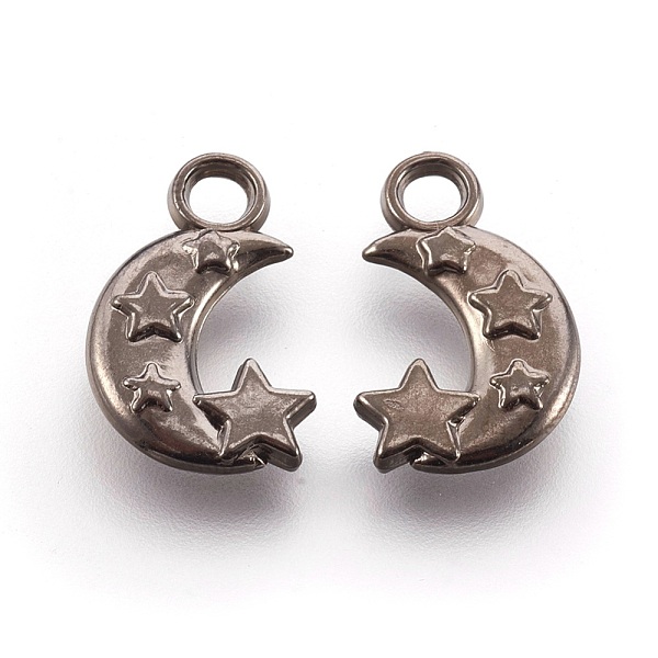 

PandaHall CCB Plastic Pendants, Moon and Star, Gunmetal, 19x11x3mm, Hole: 3mm Plastic Moon