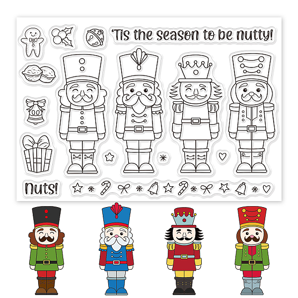 

PandaHall GLOBLELAND Nutcracker Clear Stamps Guard Silicone Clear Stamp Seals for Cards Making DIY Scrapbooking Photo Journal Album...