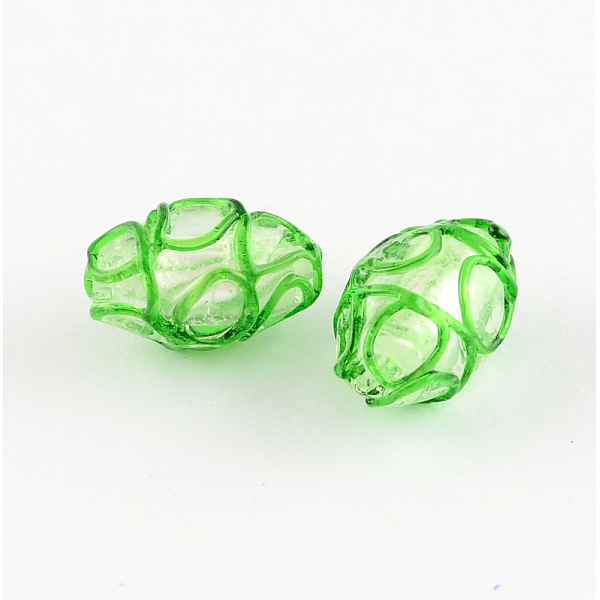 

PandaHall Handmade Lampwork Beads, Oval, Lime Green, 16x11mm, Hole: 1.4~1.6mm Lampwork Oval