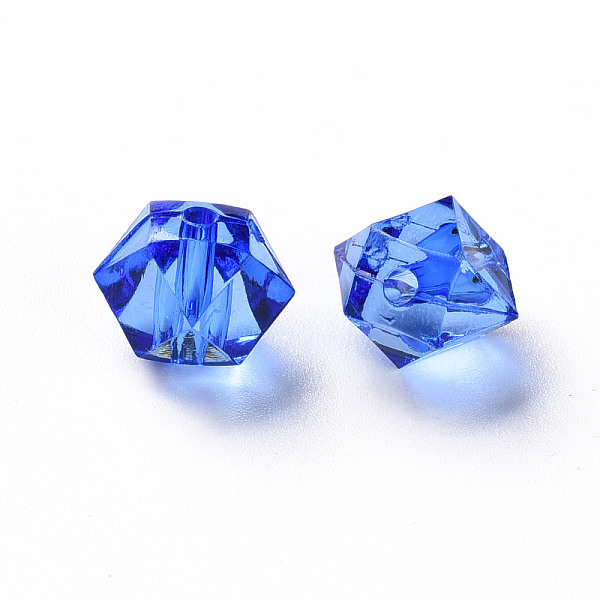 

PandaHall Transparent Acrylic Beads, Faceted, Polygon, Blue, 8x10x9mm, Hole: 1.6mm, about 1300pcs/500g Acrylic Polygon Blue