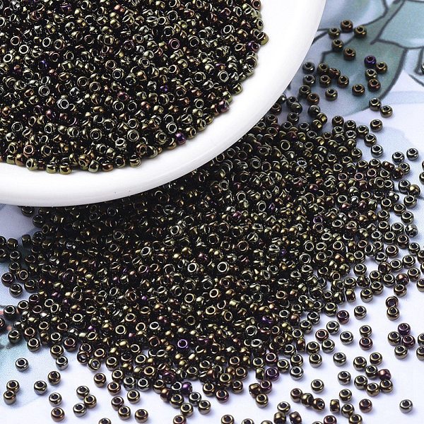 

PandaHall MIYUKI Round Rocailles Beads, Japanese Seed Beads, 11/0, (RR458) Metallic Brown Iris, 2x1.3mm, Hole: 0.8mm, about 1100pcs/bottle...