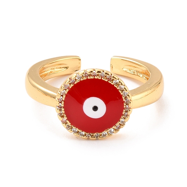 

PandaHall Flat Round with Evil Eye Cubic Zirconia Cuff Ring for Women, Real 18K Gold Plated Brass Enamel Open Ring, Cadmium Free & Lead Free..., Multicolor