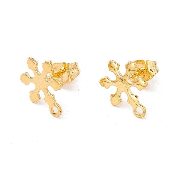 

PandaHall 201 Stainless Steel Stud Earring Findings, with Ear Nuts and 304 Stainless Steel Pins, with Horizontal Loops, Snowflake, Real 24K...