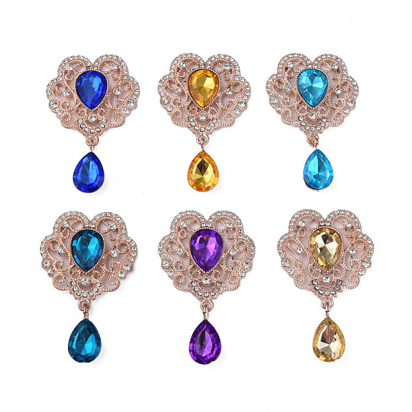 

PandaHall Alloy Cabochons, with Acrylic Rhinestone and Crystal Rhinestone, Cadmium Free & Lead Free, Faceted, Heart & Teardrop, Rose Gold..., Multicolor