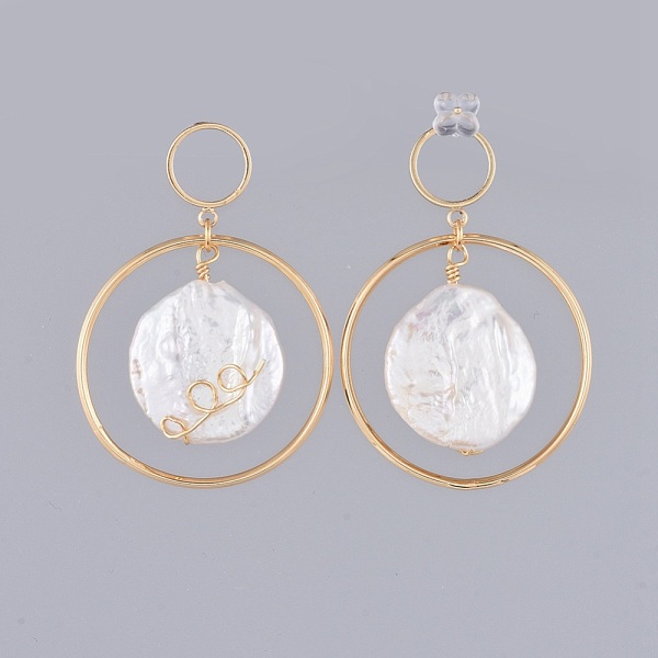 

PandaHall Dangle Earrings, with Natural Baroque Pearl Keshi Pearl, Brass Findings, Rubber Ear Nuts and Cardboard Jewelry Set Boxes, White...