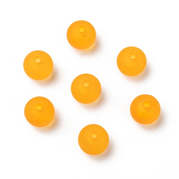 

PandaHall Round Transparent Acrylic Beads, Frosted, Orange, 10mm, Hole: 2mm, about 880pcs/500g Acrylic Round Orange