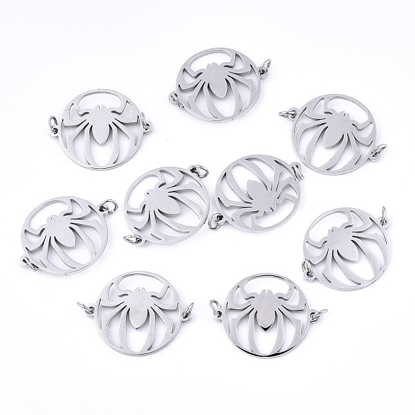 

PandaHall 304 Stainless Steel Links Connectors, Laser Cut, Flat Round with Spider, Stainless Steel Color, 14x17x1mm, Jump Ring: 3x0.4mm...