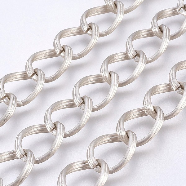 

PandaHall Aluminium Twisted Chains Curb Chains, Unwelded, Oval, Dark Gray, 19x14x3mm Aluminum Gray