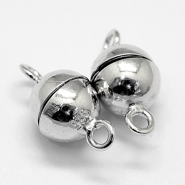 

PandaHall Rhodium Plated 925 Sterling Silver Magnetic Clasps, Round, Platinum, 17x10mm, Hole: 1.8mm Sterling Silver Round