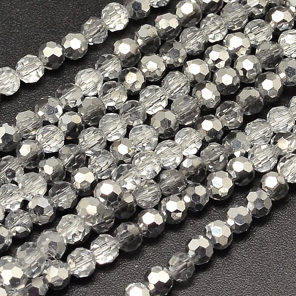 

PandaHall Faceted(32 Facets) Round Half Plated Electroplate Glass Beads Strands, Silver Plated, 4mm, Hole: 1mm, about 100pcs/strand, 14.9...