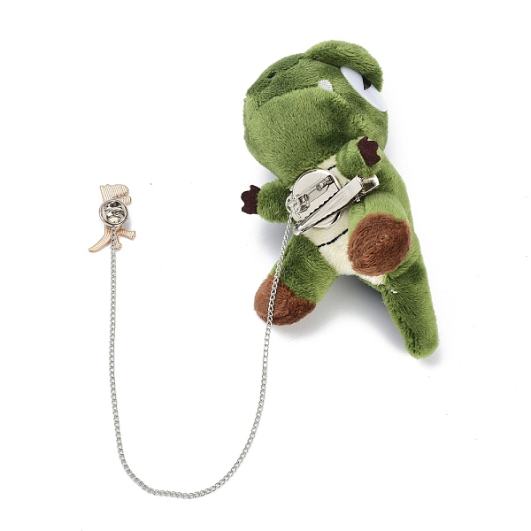 

PandaHall Cartoon Dinosaur Enamel Pin, Dinosaur Non Woven Fabric Brooch with Safety Chain, Olive Drab, 335mm Cloth