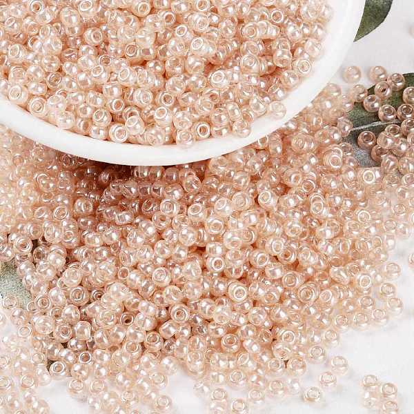 

PandaHall MIYUKI Round Rocailles Beads, Japanese Seed Beads, (RR369) Peach Luster, 8/0, 3mm, Hole: 1mm, about 422~455pcs/bottle, 10g/bottle..., Orange