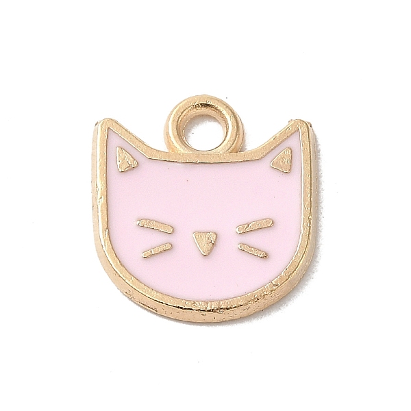

PandaHall Rack Plating Alloy Enamel Charms, Cadmium Free & Lead Free, Light Gold, Cat Shape Charm, Misty Rose, 14.5x13x1mm, Hole: 2.5mm...