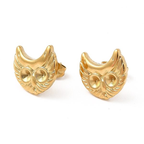 

PandaHall Ion Plating(IP) 304 Stainless Steel Stud Earring Findings, Earring Settings for Rhinestone, Owl, Real 18K Gold Plated, 11.5x12mm...